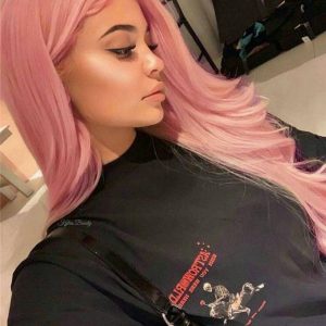 Alternative view of 28inch Straight Leather Pink Beauty Human Hair Ombre Wigs Malaysia Remy Hair Lace Front Wigs For Women Colored Lace Front Wig