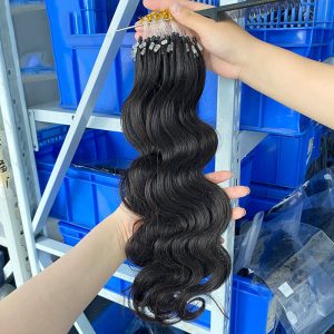 Body Wave Micro Loop I Tip Hair Extensions 100%Human Hair Non-Remy  Human Hair Extensions1B# - Image 2