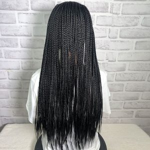24" Braided Wigs Synthetic Lace Front Wigs Side Part Cornrow Braids Wig With Baby Hair For Black Women Box Braid Wigs - Image 5