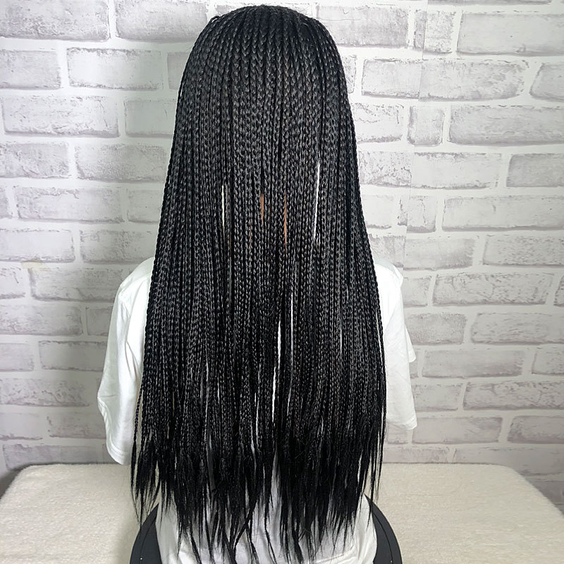 24" Braided Wigs Synthetic Lace Front Wigs Side Part Cornrow Braids Wig With Baby Hair For Black Women Box Braid Wigs - Image 5
