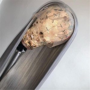 Alternative view of Virgin Human Hair Silver Grey Lace Front Wig Straight Style
