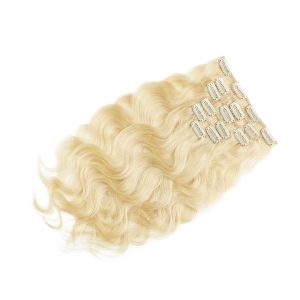 Clip In Hair Extensions Brazilian Hair Body Wave Remy Hair #613 Colored Hair Hxtensions - Image 4