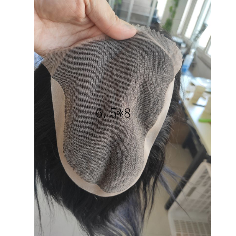 Hairpieces Replacement System For Men Swiss Lace Net With Half Pu Around Hair 100% European Remy Human Hair 10x8 - Image 12