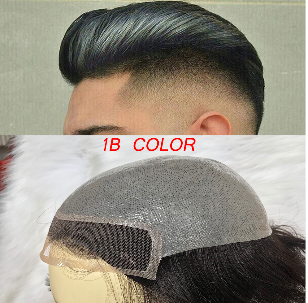 Toupee for Men Human Hair Men's Thin Skin Hair system with French Lace Hair Line Front 8x10 Inches Men Wigs Touppe For Black Men 22# color - Image 2