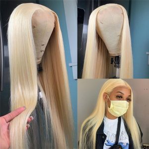 613 Lace Frontal Wig Blonde Lace Front Wigs Human Hair Brazilian Transparent Lace 4x4 closure Wig Pre Plucked Human Hair Wigs - Image 5