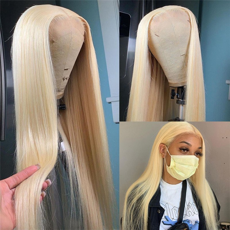 613 Lace Frontal Wig Blonde Lace Front Wigs Human Hair Brazilian Transparent Lace 4x4 closure Wig Pre Plucked Human Hair Wigs - Image 5