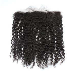 Mongolian Kinky Curly Remy Hair With Frontal Closure 13x4 Lace Frontal - Image 3