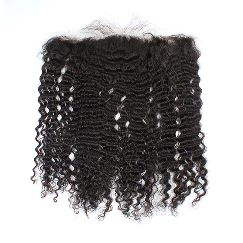 Mongolian Kinky Curly Remy Hair With Frontal Closure 13x4 Lace Frontal - Image 3