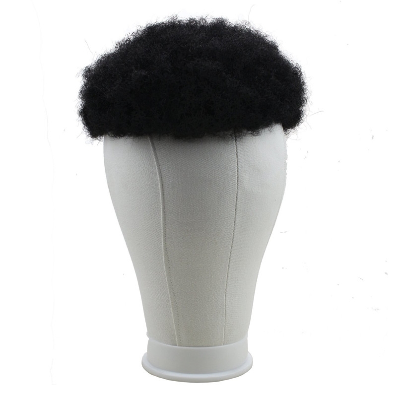 Human Hair Afro Curly Mens Toupee Hairpiece Wig Base with Hard PU Reforced Size 10x8 inch #1B Off Black - Image 15