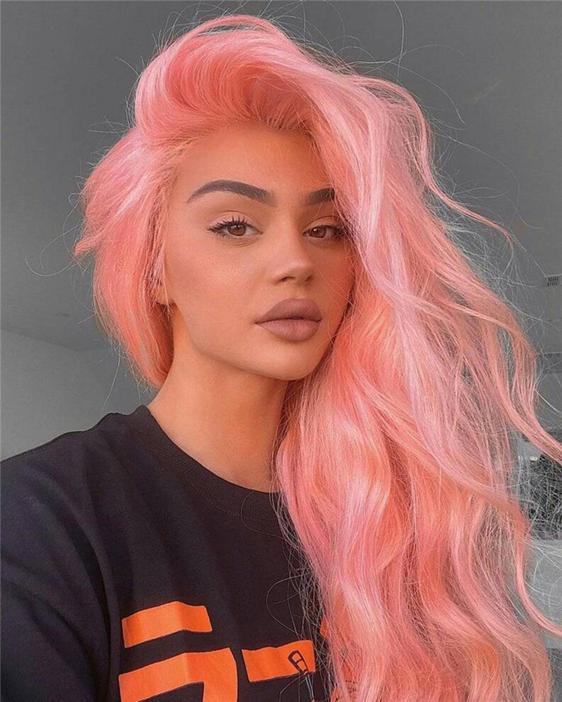 28inch Straight Leather Pink Beauty Human Hair Ombre Wigs Malaysia Remy Hair Lace Front Wigs For Women Colored Lace Front Wig - Image 3