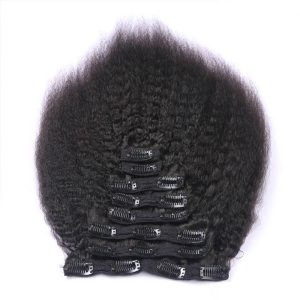 Alternative view of Kinky Straighy Human Hair Natural Color Clips in Hair Extension On Sale