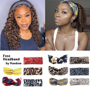 Ombre Highlight Headband Wigs Human Hair Wig for Black Women Brazilian 150% Density P4/27 Water Wave Curly Wig with Headband - Image 5
