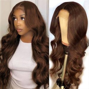 Alternative view of #4 Chocolate Brown Colored  13*6 Hd Lace Front Wig Human Hair Wigs Skin Melt For Black Women