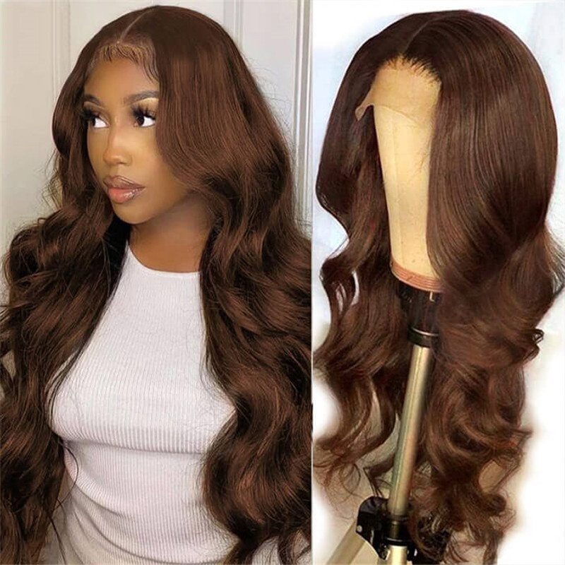 #4 Chocolate Brown Colored 13*6 Hd Lace Front Wig Human Hair Wigs Skin Melt For Black Women - Image 2