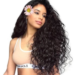 360 Lace Front Wig Brazilian Human Hair 360 Full Lace Frontal Wigs Water Wave Free Part with Baby Hair Natural Color for Black Women