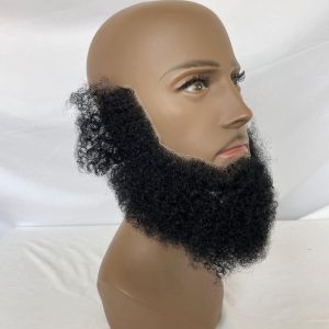 Alternative view of Pwigs Human Hair Lace Afro Curl Face Beard Mustache For American Black Men Realistic Makeup Lace Base Replacement System