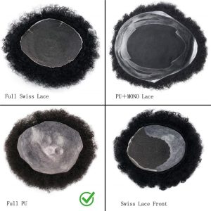 Human Hair Afro Curly Mens Toupee Hairpiece Wig Base with Hard PU Reforced Size 10x8 inch #1B Off Black - Image 38