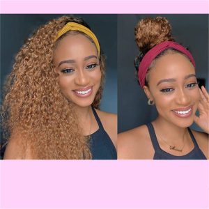 Highlighted Blonde  HeadBand Wig Curly Human Hair Wigs for Black Women Brazilian 10A Human Hair None Lace Front Water Wave Wigs Machine Made Wigs - Image 8