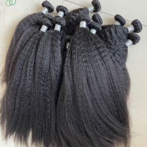 Alternative view of Pwigs High-quality Kinky Straight  Brazilian Human Hair Bundles Remy Kinky Straight  Hair Weft #1b Natural Black Hair Extensions (1 PC)