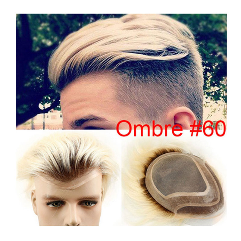 Men's Toupee 10"x8" Human Hair Thin Skin Hairpiece Hair Replacement Wigs Mono Lace Net Base for Men #21 Ash Blonde Color - Image 52