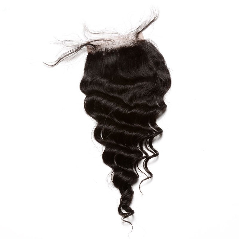 4x4 HD Lace Closure Vietnamese Remy Hair Loose Wave Free Part Lace Closure Piece With Baby Hair 4x4 inchs Natural Color