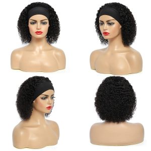 Headband Wigs Curly Human Hair for Black Women Glueless None Lace Front Wig Brazilian Virgin Hair Headband Wig Curly Half Wigs Human Hair - Image 4