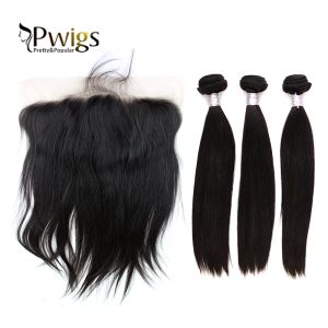 Straight Extensional Hair 13x6 Lace Frontal Closur With 3pc Bundles Baby Human Hair - Image 2