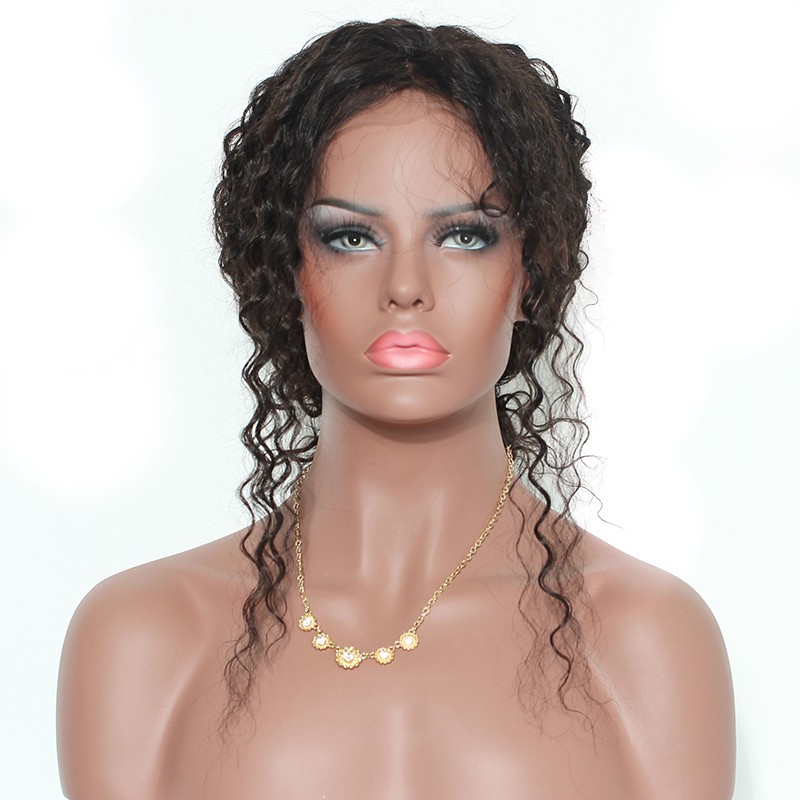 Curly Lace Front Wig 250% Density With Babay Hair Around Bleached Knots 8A Grade Natural Color Deep Curly Human Hair Natural Color Unprocessed - Image 3