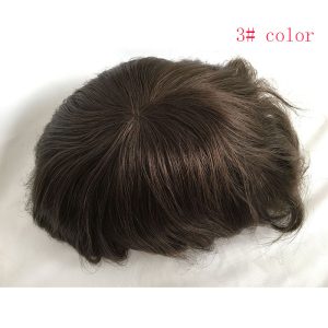 European Virgin Human Hair Toupee for Men 10x8inch Mono Lace with PU Around Slight Wavy Men's Hairpiece Replacement System 3# Color - Image 13