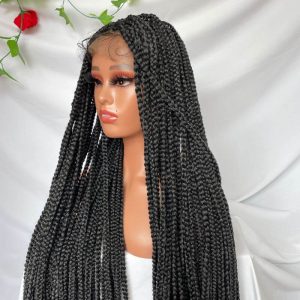 Full Lace Ombre Wigs 36 Inch double Lace Front Box Braided Wigs Knotless Lace Frontal Wig Synthetic Black Hand Braided Cornrow Braids Wigs With Baby Hair - Image 10