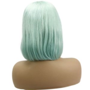 13x4 Lace Frontal Bob Wigs Peruvian Hair Mint Green Ombre Color Human Hair Lace Front Bob Wig - Image 4