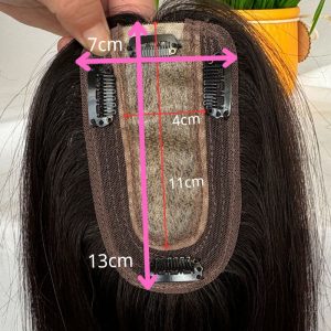 Natural Black 7x13cm Silk Base Human Hair Topper With Clips In Silk Top 100%  Cambodian Human  HairToupee for Women Hairpiece - Image 5