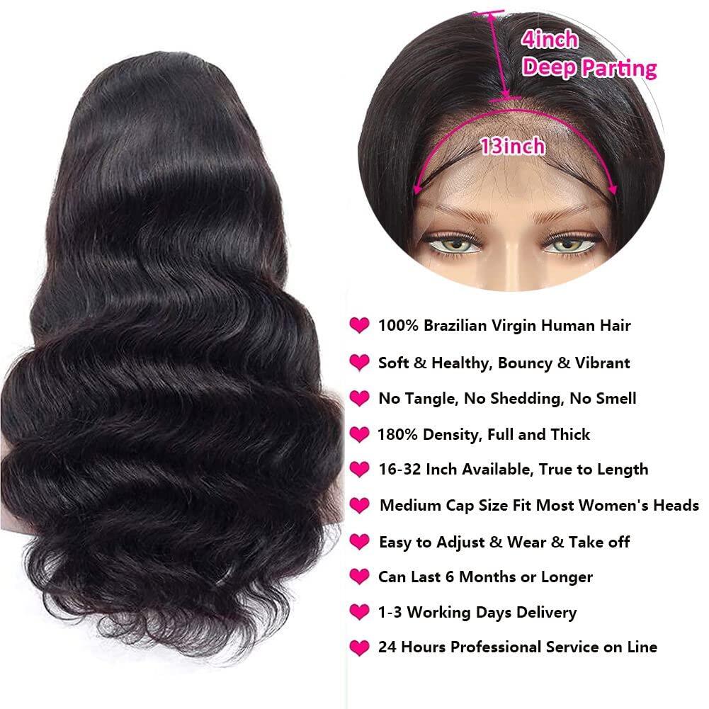 13x4 Body Wave 12 A Vietnamese Human Hair Wigs Lace Front Wigs with Baby Hair Pre Plucked 180 Density Glueless for Black Women - Image 4