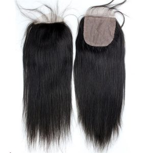 Peruvian Silk Base Closure Straight hair 4x4 Free Part Silk Base Closure Hidden Knots 18inch - Image 3