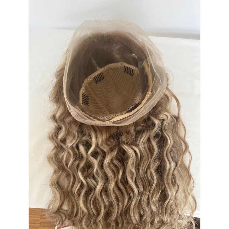 Human Hair Wigs Highlight Brown and Light Blonde Ombre Wavy Curly 360 Lace Front Wigs 150% 180% Density European Human Hair Wigs For Women Preplucked - Image 6