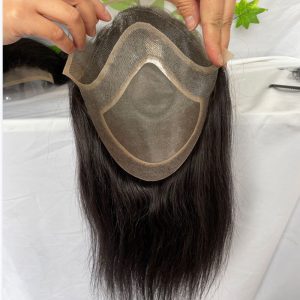 Long Human Hair Toupee for Men 12inch 10x8 Hairpieces Human Hair Mens Toupee Mono Net with PU around Natural Black Color Men Wigs - Image 6