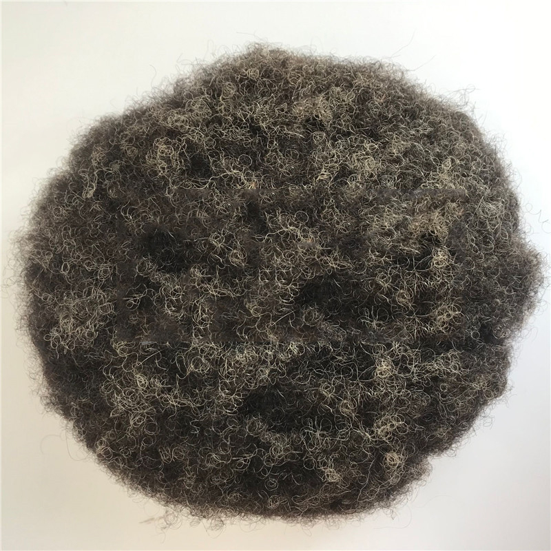 Customized Hairpiece Afro Toupee For Black Men African 4mm 1B20%Gray Color Afro Wig 150% Density Toupee Hairpieces - Image 3
