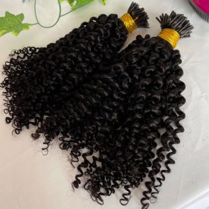 Kinky Curly I Tip Human Hair Extension Curly Remy Hair Stick I Tip Hair African American Microlinks Fusion Hair Pre bondeding 100St - Image 4