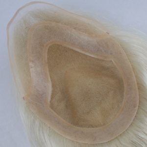 Toupee for Men with Transparent Swiss Lace with PU Around 10x8 Brazilian Human Hair Straight Hair Pieces for Men #60 Platinum Blonde - Image 13