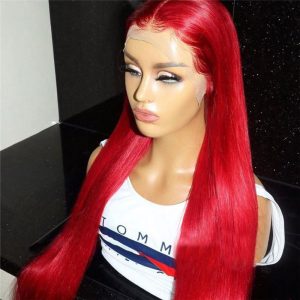 Straight Red Lace Front Human Hair Wigs 99J Brazilian Remy Red Colored Wigs For Women Red Lace Front Wig Bleached Knots 150% - Image 5