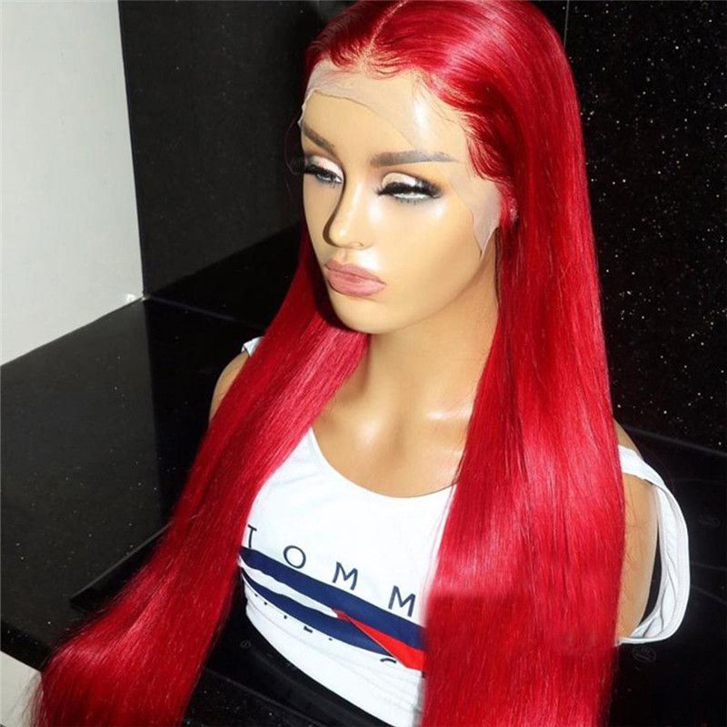 Straight Red Lace Front Human Hair Wigs 99J Brazilian Remy Red Colored Wigs For Women Red Lace Front Wig Bleached Knots 150% - Image 5
