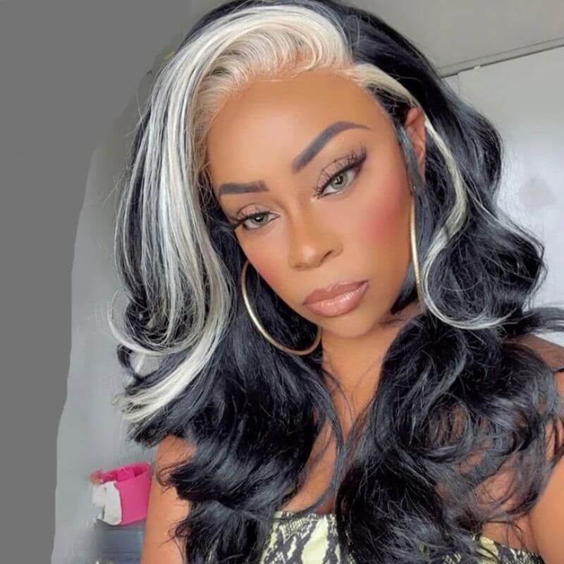 Ombre Plantium Blonde Black Body Wave Human Hair Wig Lace Front Human Hair Wigs Remy Preplucked Grey Colored Lace Front Wigs