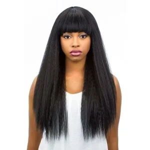 Alternative view of Pre Plucked Human Hair Lace Wigs With Bangs Italian Yaki Human Hair Wigs for Black Women with Baby Hair