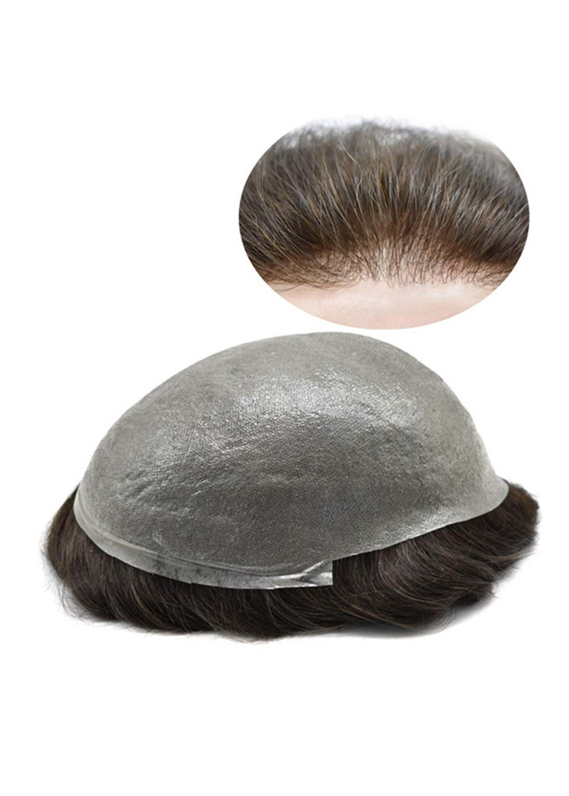 PU V-loop Super Thin Skin Hairpiece Ultra Thin Skin Mens Toupee Invisible Men Hair Replacement Poly Disposable Hairpiece Natural Hairline - Image 9