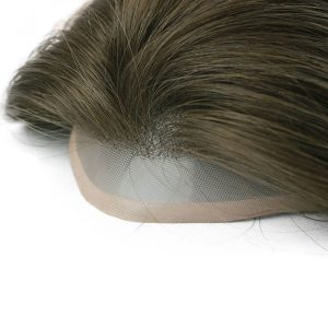 Color #6 French Lace Men Toupee For Men Mono Hair System Bleached and tiny Knots Hair Replacement - Image 8
