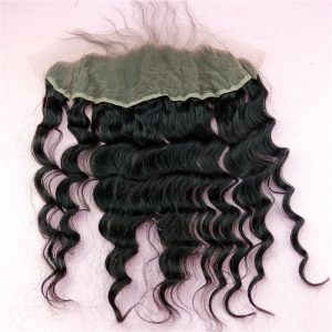 Free Part Loose Wave Lace Frontal Closure 13x4 Ear to Ear Indian Human Hair Extensions with Baby Hair Bleached Knots Natural Color