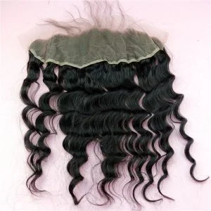 Free Part Loose Wave Lace Frontal Closure 13x4 Ear to Ear Indian Human Hair Extensions with Baby Hair Bleached Knots Natural Color