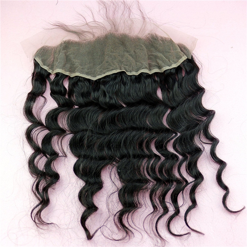 Free Part Loose Wave Lace Frontal Closure 13x4 Ear to Ear Indian Human Hair Extensions with Baby Hair Bleached Knots Natural Color