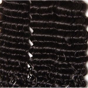 Brazilian Hair Deep Curly Bundles with 13x4 Ear to Ear Lace Frontal Closure Unprocessed Human Hair Extensions - Image 5