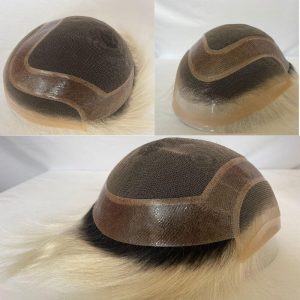 Pwigs Toupee For Men 1BT60 European Human Hair Mono Net PU Around Replacement System Mens Hairpieces - Image 6